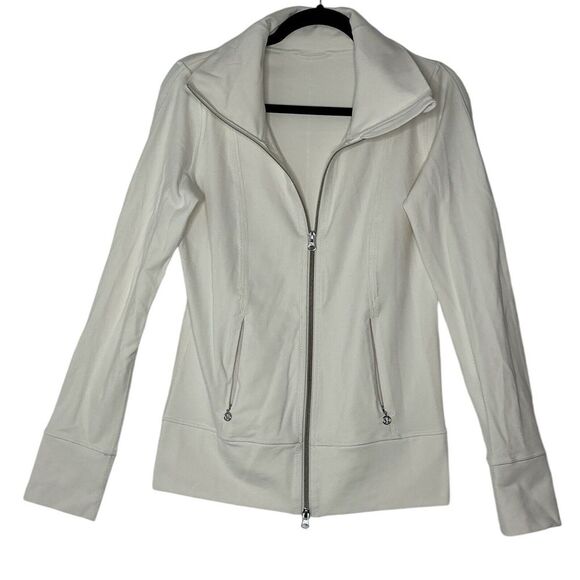 lululemon athletica Jackets & Blazers - Lululemon Daily Yoga Track Jacket Women's Size 6 Ivory Long Sleeve Athleisure‎
